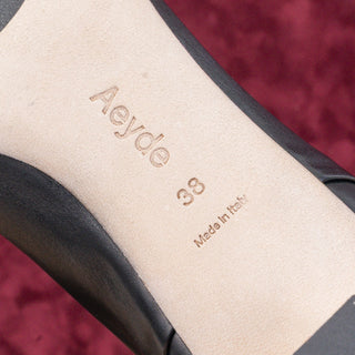 Aeyde Women Rhea Chiseled Black Leather Back Zipper Knee Boots sz 7US EUR38