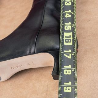 Aeyde Women Rhea Chiseled Black Leather Back Zipper Knee Boots sz 7US EUR38