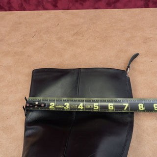 Aeyde Women Rhea Chiseled Black Leather Back Zipper Knee Boots sz 7US EUR38