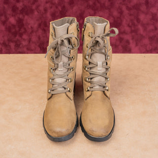Sorel Women Conquest Lace-up Zip Brown Leather Combat Boots sz 8US EUR39