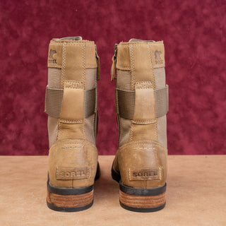 Sorel Women Conquest Lace-up Zip Brown Leather Combat Boots sz 8US EUR39