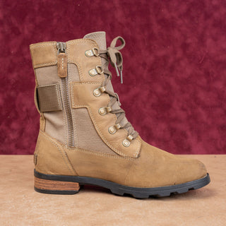 Sorel Women Conquest Lace-up Zip Brown Leather Combat Boots sz 8US EUR39