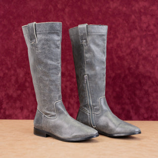 Steve Madden Women Ryson Grey Leather Tall Riding Equestrian Knee Boots sz 8.5