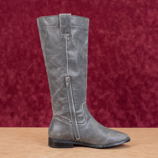 Steve Madden Women Ryson Grey Leather Tall Riding Equestrian Knee Boots sz 8.5