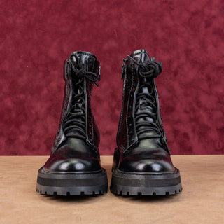 Dolce Vita Women Rain Black Leather Festival Zip Lug Combat Ankle Boots sz 5.5