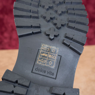 Dolce Vita Women Rain Black Leather Festival Zip Lug Combat Ankle Boots sz 5.5