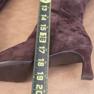 Naturalizer Wmn Deesha Mahogany Brown Suede Wide Calf Boots 8WW-WC