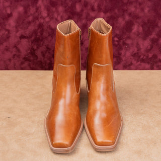 Matisse Women Ezra Brown Leather Zip Boho Cottage Square toe Ankle Boots sz 8.5