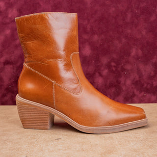 Matisse Women Ezra Brown Leather Zip Boho Cottage Square toe Ankle Boots sz 8.5