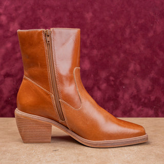 Matisse Women Ezra Brown Leather Zip Boho Cottage Square toe Ankle Boots sz 8.5