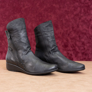 Mephisto Women Nessia Black Leather Zip Ankle Fashion Comfortable Boots sz 8