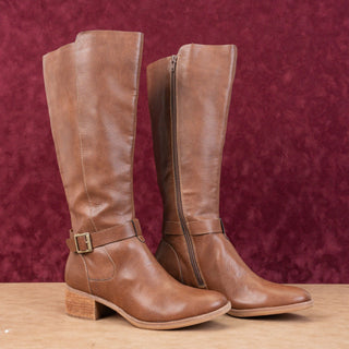 Korks Women Theresa Brown Vegan Leather Riding Wide Calf Knee Boots size 9.5