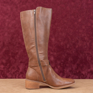 Korks Women Theresa Brown Vegan Leather Riding Wide Calf Knee Boots size 9.5