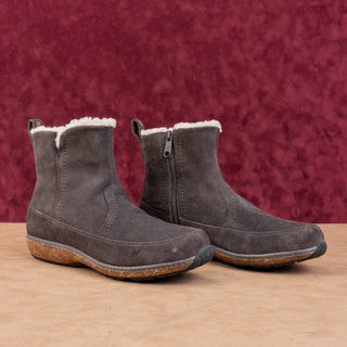 Timberland Women Earthkeepers Grey Suede Zip Faux Fur Lined Lug Boots sz 9.5