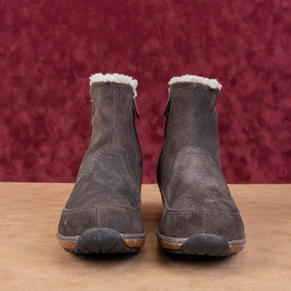 Timberland Women Earthkeepers Grey Suede Zip Faux Fur Lined Lug Boots sz 9.5