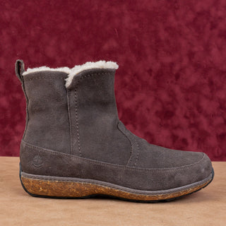 Timberland Women Earthkeepers Grey Suede Zip Faux Fur Lined Lug Boots sz 9.5
