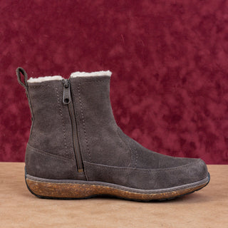 Timberland Women Earthkeepers Grey Suede Zip Faux Fur Lined Lug Boots sz 9.5