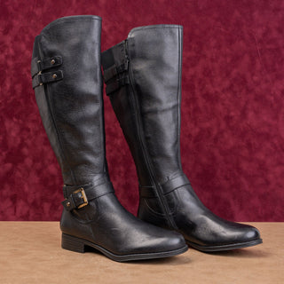 Naturalizer Wmn Jackie Vintage Retro 90s Black Leather Wide Calf Riding Boots 6
