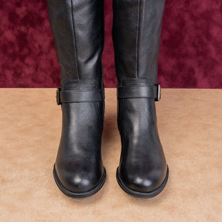 Naturalizer Wmn Jackie Vintage Retro 90s Black Leather Wide Calf Riding Boots 6