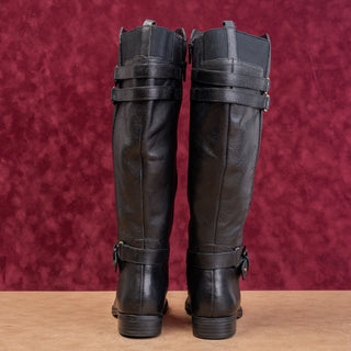 Naturalizer Wmn Jackie Vintage Retro 90s Black Leather Wide Calf Riding Boots 6