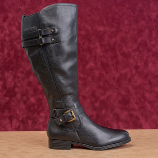 Naturalizer Wmn Jackie Vintage Retro 90s Black Leather Wide Calf Riding Boots 6