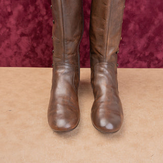 Born Women Dark Brown Zip Festival Boho Cottage Mid Flat Boots sz 8.5