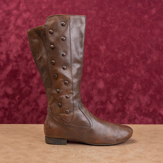 Born Women Dark Brown Zip Festival Boho Cottage Mid Flat Boots sz 8.5
