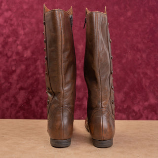 Born Women Dark Brown Zip Festival Boho Cottage Mid Flat Boots sz 8.5