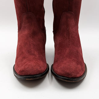 Jeffrey Campbell Ibiza Wmn Burgundy Vintage Y2K Riding Suede Boots sz 10.5 EUR41