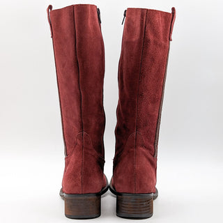Jeffrey Campbell Ibiza Wmn Burgundy Vintage Y2K Riding Suede Boots sz 10.5 EUR41