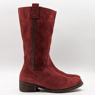 Jeffrey Campbell Ibiza Wmn Burgundy Vintage Y2K Riding Suede Boots sz 10.5 EUR41
