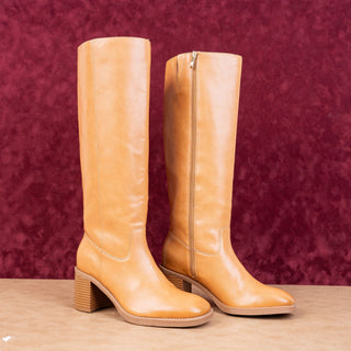 Nordstrom Women Kacie Caramel faux Leather Festival Square Toe Boots sz 8