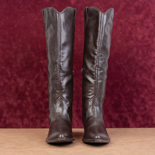 Dolce Vita by DV Women Kit Brown Faux Leather Western Zip Knee Boots sz 12