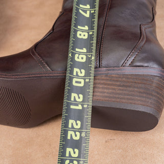 Dolce Vita by DV Women Kit Brown Faux Leather Western Zip Knee Boots sz 12
