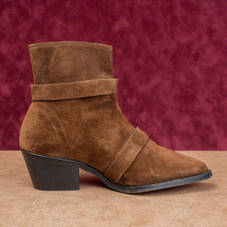 AllSaints Women Lior Brown Suede Stempunk Grunge Zip Ankle Boots sz 8US EUR 38