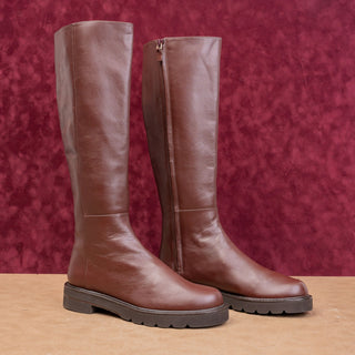 Stuart Weitzman Wmn Mila Lift Brown Leather Classic Riding Zip Knee Boots sz 7.5