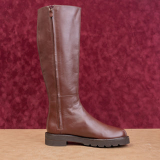 Stuart Weitzman Wmn Mila Lift Brown Leather Classic Riding Zip Knee Boots sz 7.5