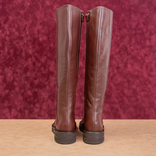 Stuart Weitzman Wmn Mila Lift Brown Leather Classic Riding Zip Knee Boots sz 7.5