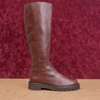 Stuart Weitzman Wmn Mila Lift Brown Leather Classic Riding Zip Knee Boots sz 7.5