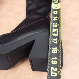 Steve Madden Wmn Henrik Black Platform Retro Vegan Leather Festival Boots Sz 8.5