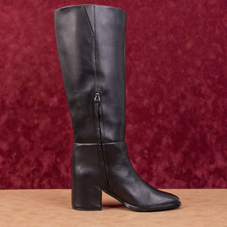 Nordstrom Women Hanna Black Leather Wide Calf Fashion Riding Knee Boots sz 8.5