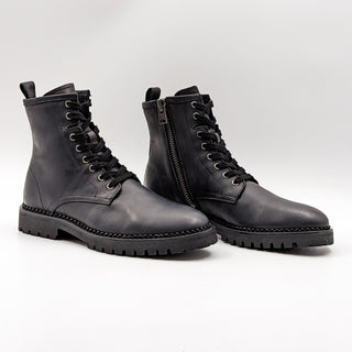 All Saints Women Whitmore Black Leather Combat Boots size 9 EUR 40