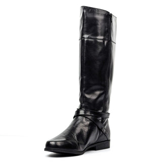 Coup D Etat Women Black Leather Retro Vintage 90s Round Toe Knee Boots sz 10