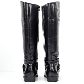 Coup D Etat Women Black Leather Retro Vintage 90s Round Toe Knee Boots sz 10