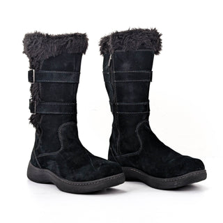 LL Bean Women Nordic Snow Ash Black SuedeFaux Fur Cuff 100Gram Zip Boots sz 9.5