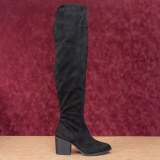 BP Women Luke Black Faux Suede Block Heel Over The Knee Boots sz 6.5