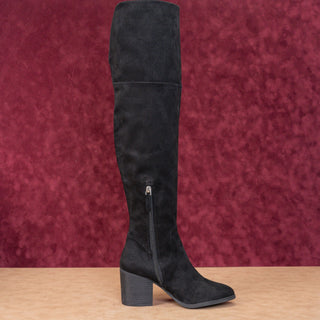 BP Women Luke Black Faux Suede Block Heel Over The Knee Boots sz 6.5