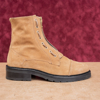AllSaints Women Tan Suede Front Zip Fashion Ankle Combat Boots sz 9US EUR39