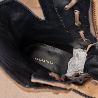 AllSaints Women Tan Suede Front Zip Fashion Ankle Combat Boots sz 9US EUR39