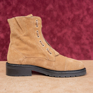AllSaints Women Tan Suede Front Zip Fashion Ankle Combat Boots sz 9US EUR39